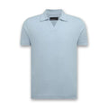 Remus - Tapered Fit Open Collar Polo in Sky Blue - Nigel Clare