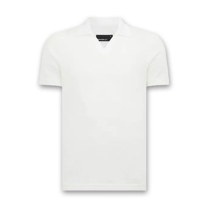 Remus - Tapered Fit Open Collar Polo in White - Nigel Clare