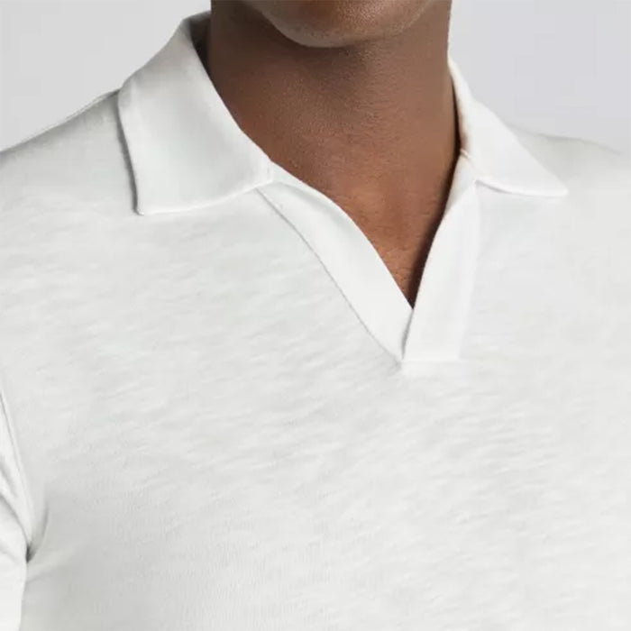 Remus - Tapered Fit Open Collar Polo in White - Nigel Clare