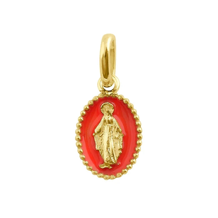 Resin Madone Pendant - Poppy 18K Yellow Gold
