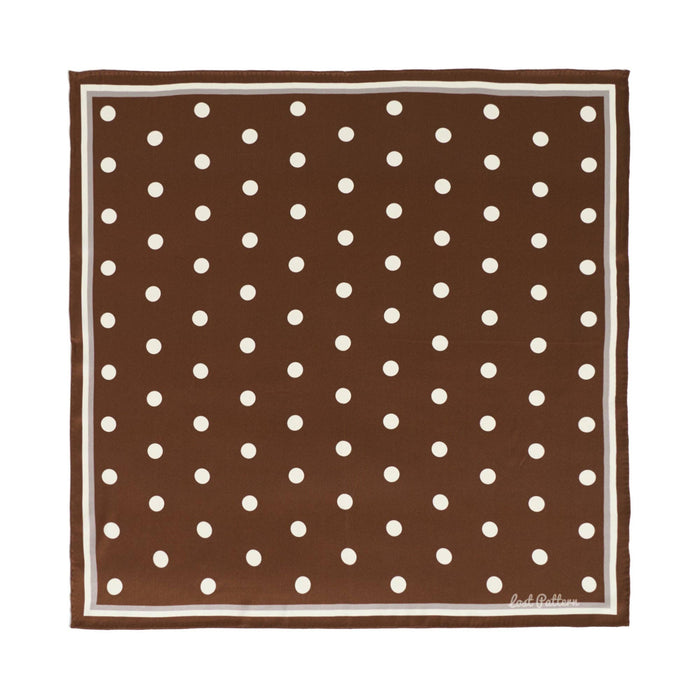 Retro Polka Silk Bandana Scarf - Cafe Au Lait