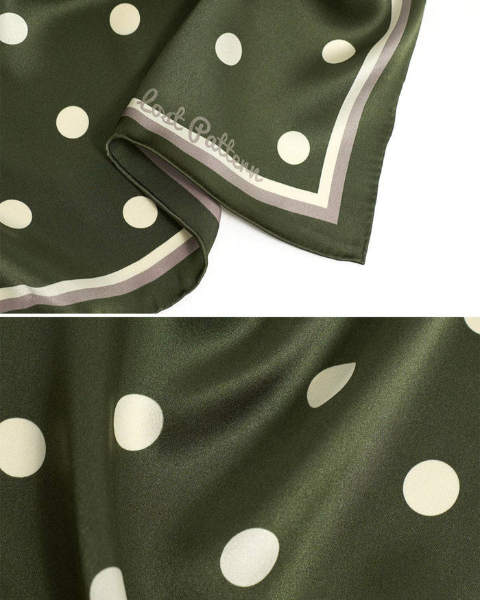 Retro Polka Silk Bandana Scarf - Matcha