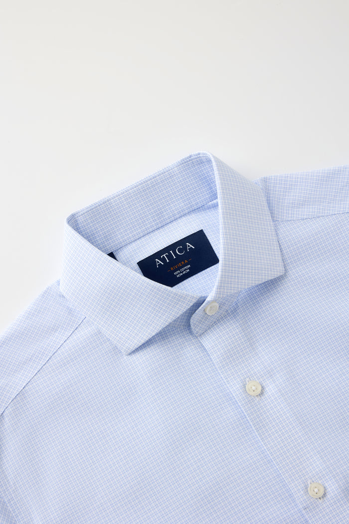 Riviera Light Blue Double Grid Shirt - Atica Man