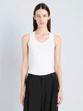Roberts Tank in Matte Viscose Rib - Optic White