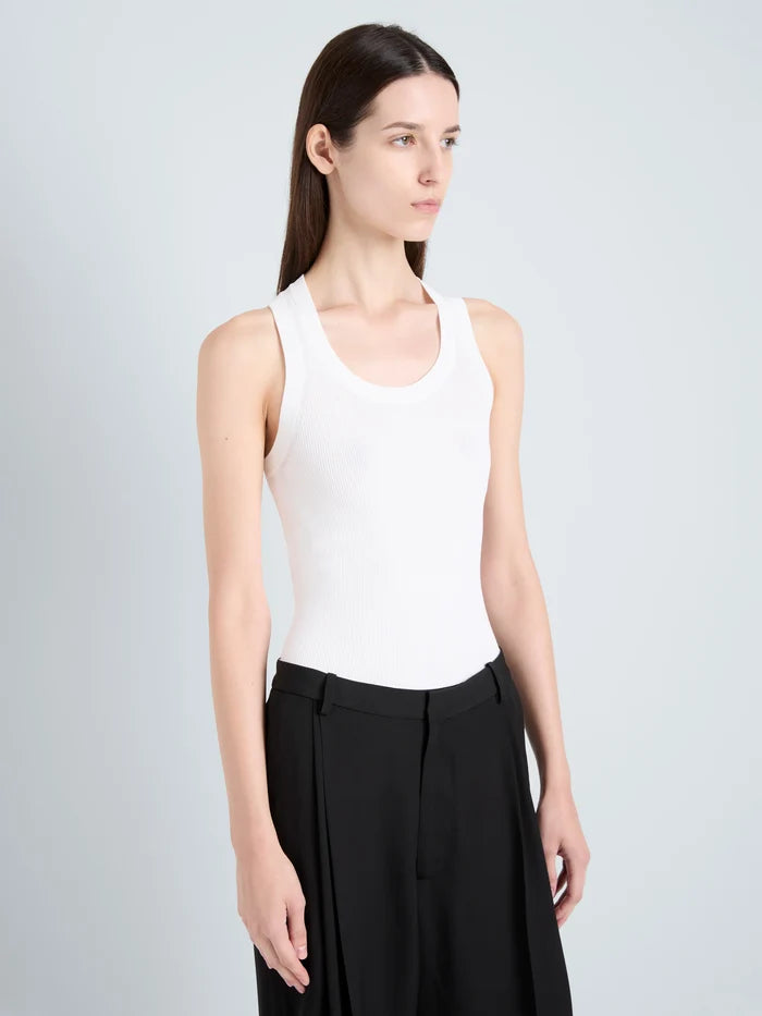 Roberts Tank in Matte Viscose Rib - Optic White