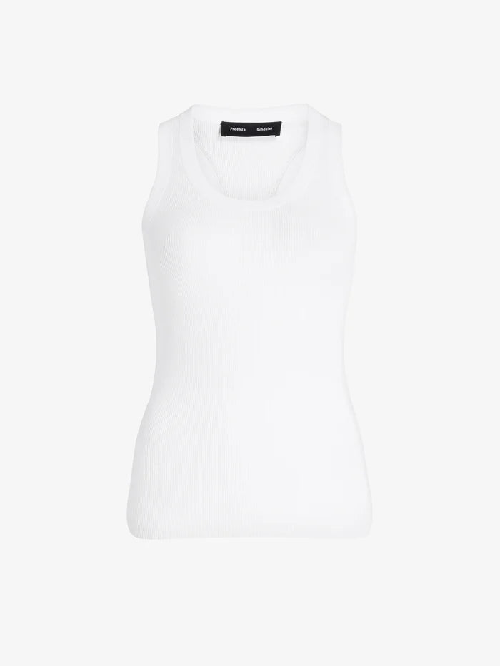 Roberts Tank in Matte Viscose Rib - Optic White