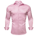 Rose Golden Solid Silk Men's Long Sleeve Shirt- CY-0547 - SimonVon Shop