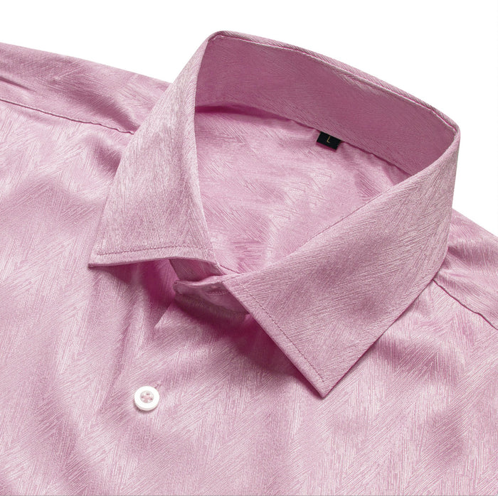 Rose Golden Solid Silk Men's Long Sleeve Shirt- CY-0547 - SimonVon Shop