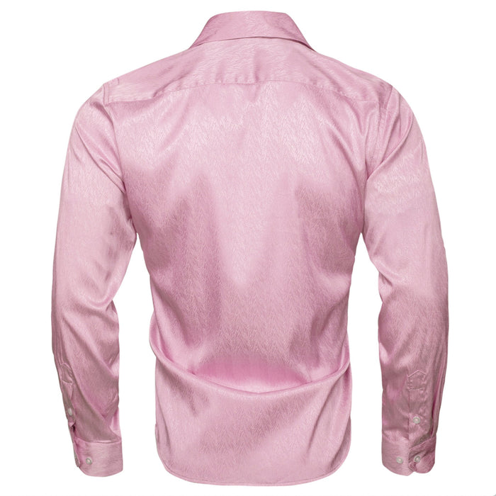 Rose Golden Solid Silk Men's Long Sleeve Shirt- CY-0547 - SimonVon Shop