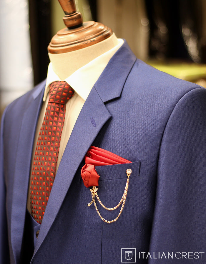 Royal Blue 3-Piece Notch Lapel Suit