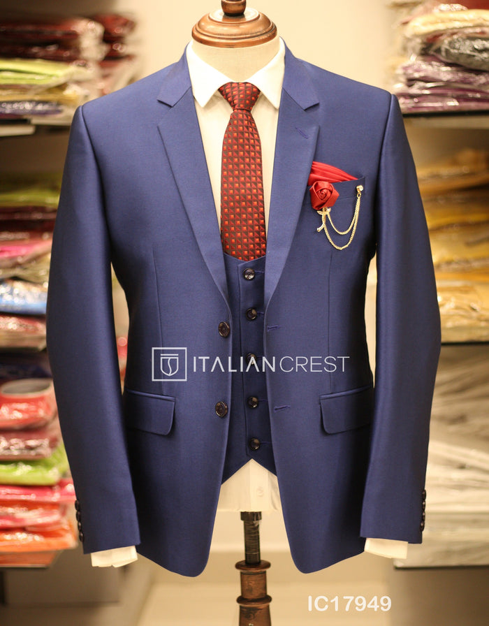 Royal Blue 3-Piece Notch Lapel Suit