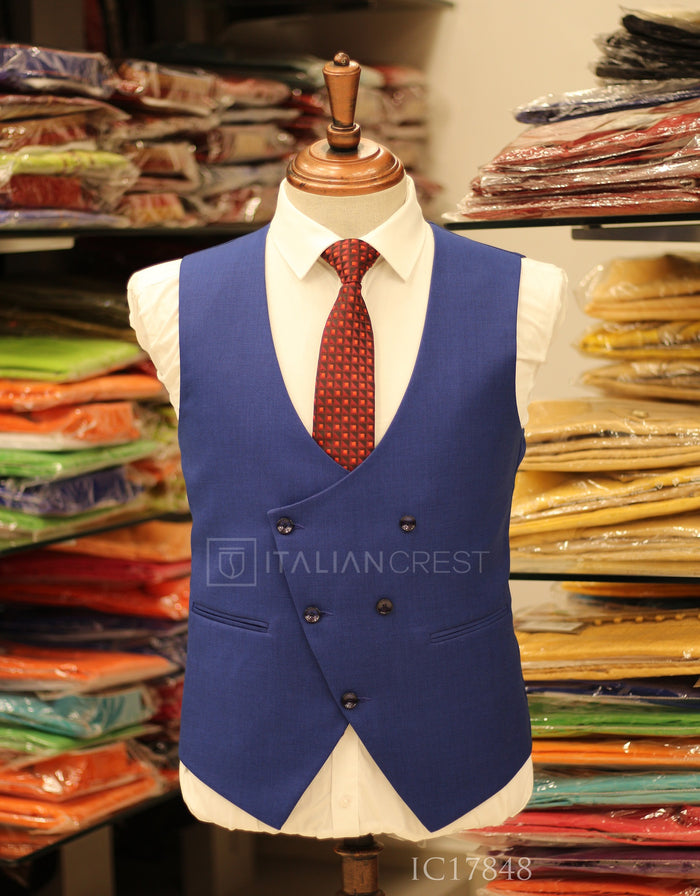 Royal Blue 3-Piece Peak Lapel Suit