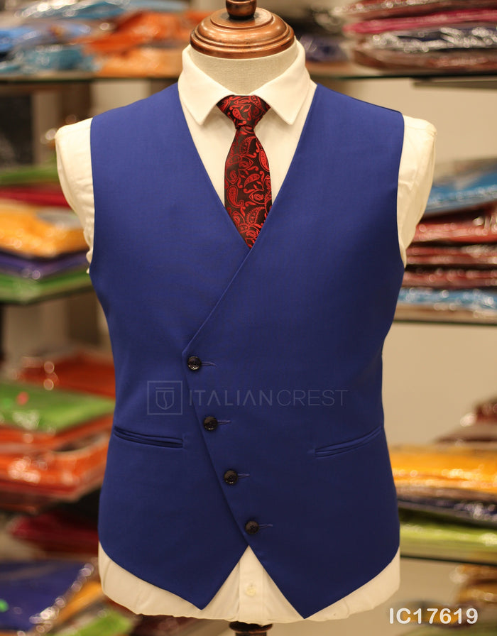 Royal Blue 3-Piece Peak Lapel Suit