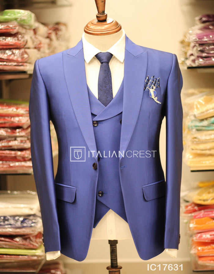 Royal Blue 3-Piece Peak Lapel Suit
