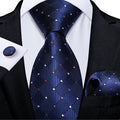 Royal Blue Plaid Tie Handkerchief Cufflinks Set_ N-7374 - SimonVon Shop