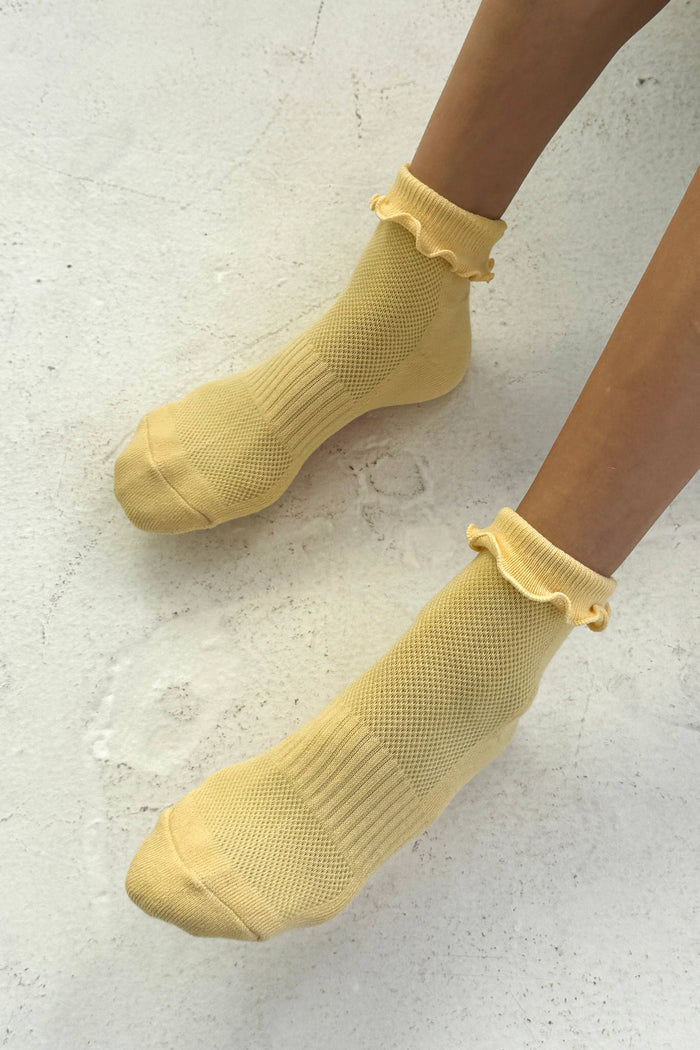 Ruffled Hugger Crew Socks - PERIWINKLE / RED