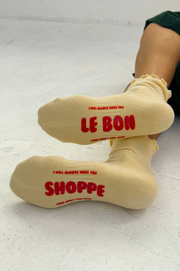 Ruffled Hugger Crew Socks - PERIWINKLE / RED