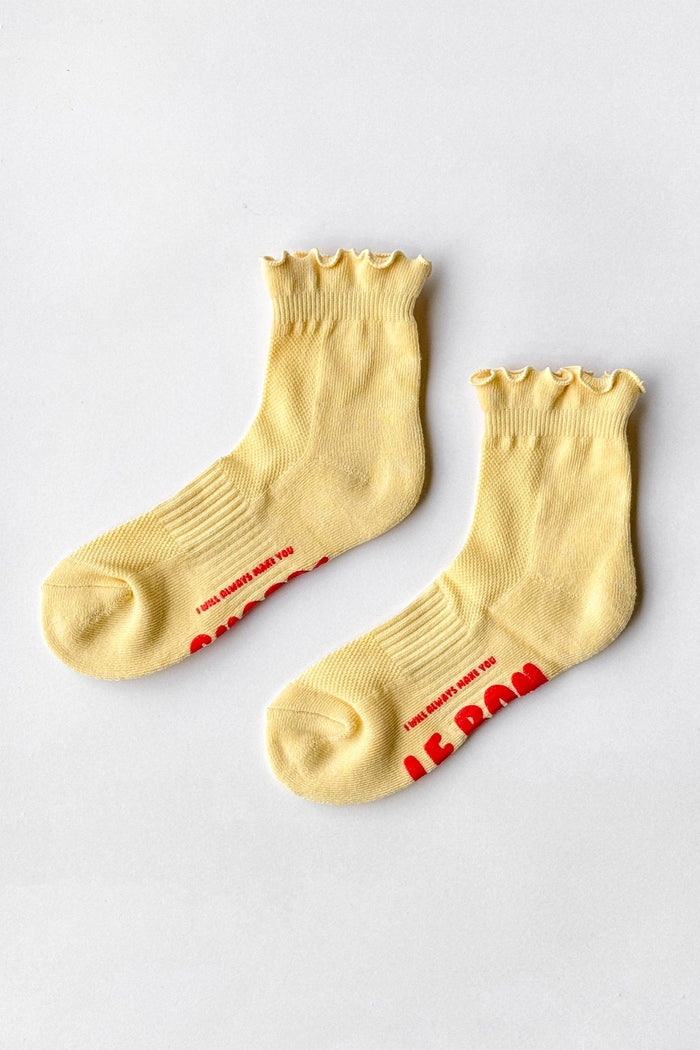 Ruffled Hugger Crew Socks - PERIWINKLE / RED