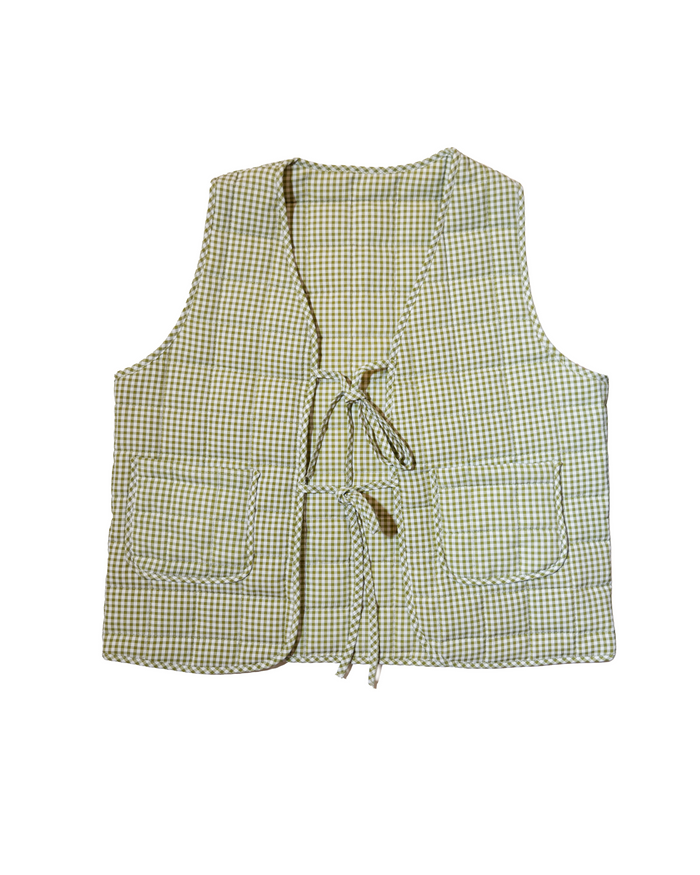 sage checkered vest