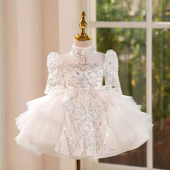 Saprkly Pink Flower Princess Girl Dress for Kids Wedding Party J782