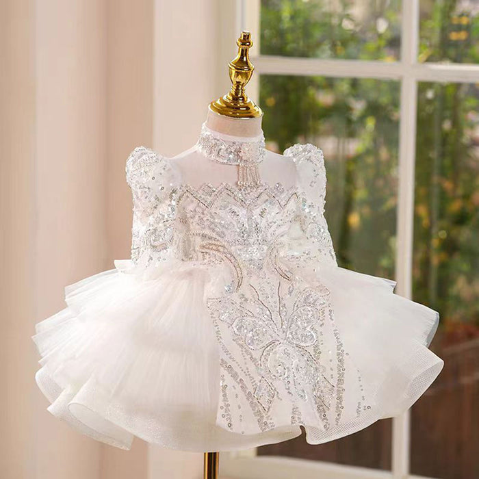 Saprkly Pink Flower Princess Girl Dress for Kids Wedding Party J782