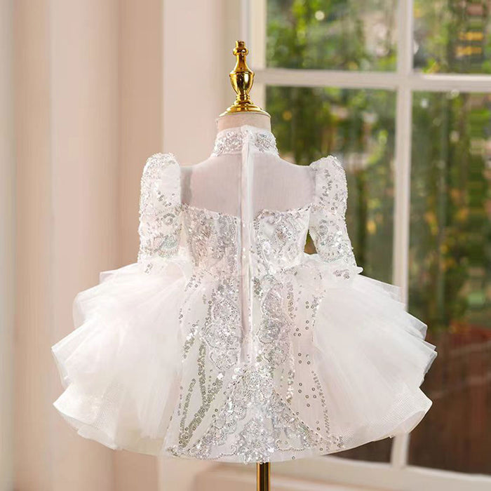 Saprkly Pink Flower Princess Girl Dress for Kids Wedding Party J782