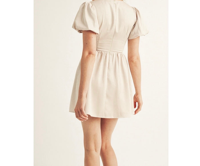 Satin A-Line Bow Mini Dress