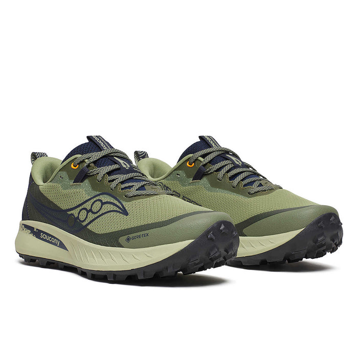 Saucony - Peregrine 15 GTX Trainers in Hemlock/Navy - Nigel Clare