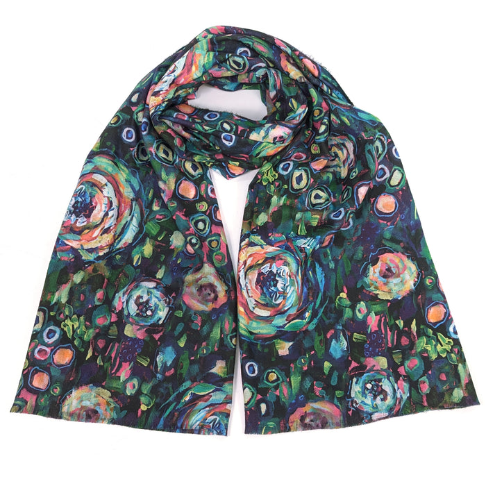 Segara - Abstract Floral Scarf (70x180cm) - Green
