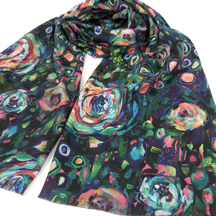 Segara - Abstract Floral Scarf (70x180cm) - Green