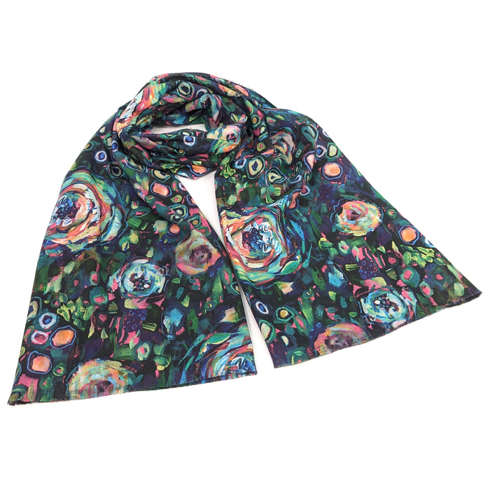 Segara - Abstract Floral Scarf (70x180cm) - Green