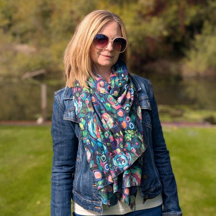 Segara - Abstract Floral Scarf (70x180cm) - Green