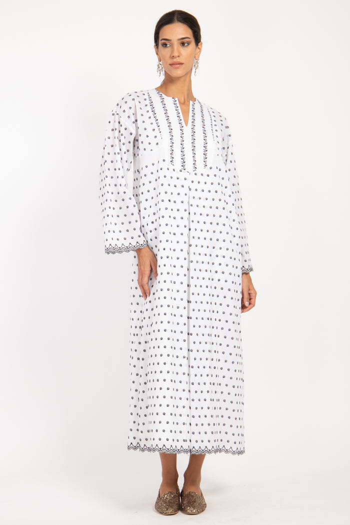 Shirine Cotton Tiny Florals Black & White Dress