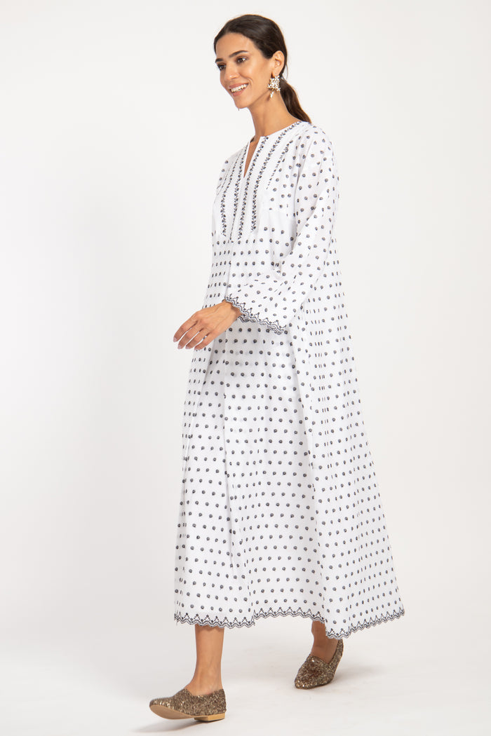 Shirine Cotton Tiny Florals Black & White Dress