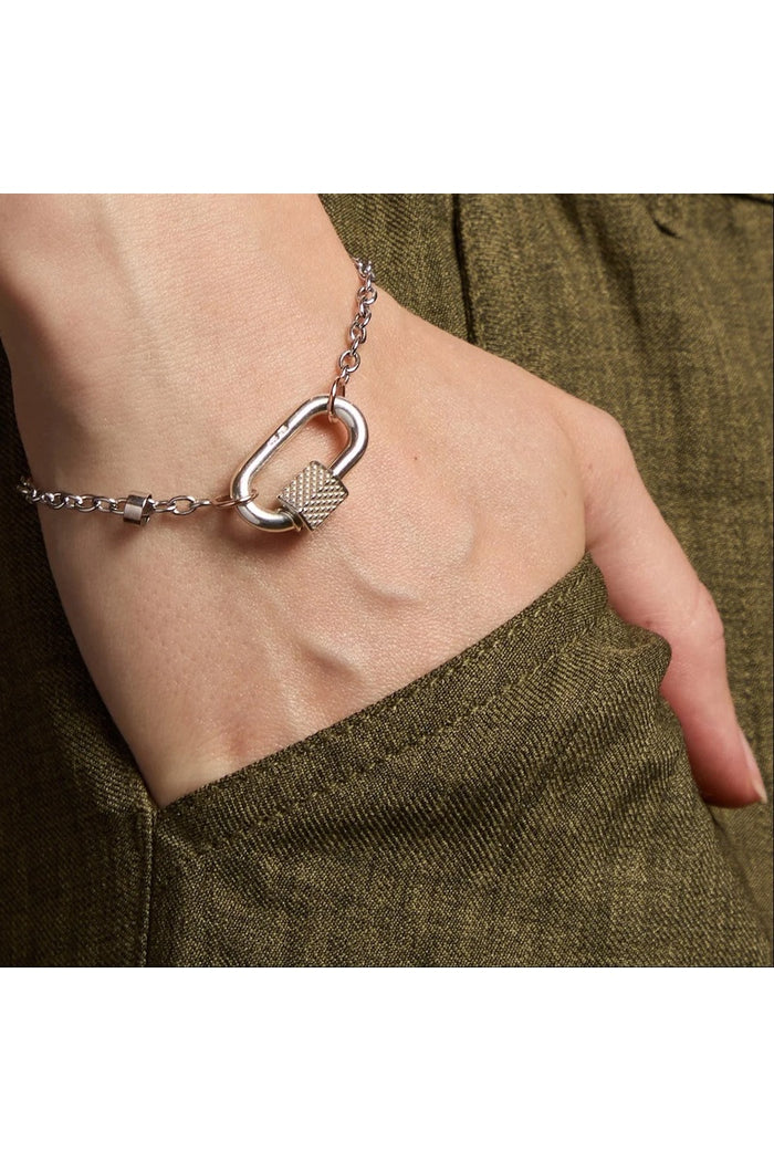 Silver Pulley Chain Bracelet - Silver w/ Yellow Gold Loops