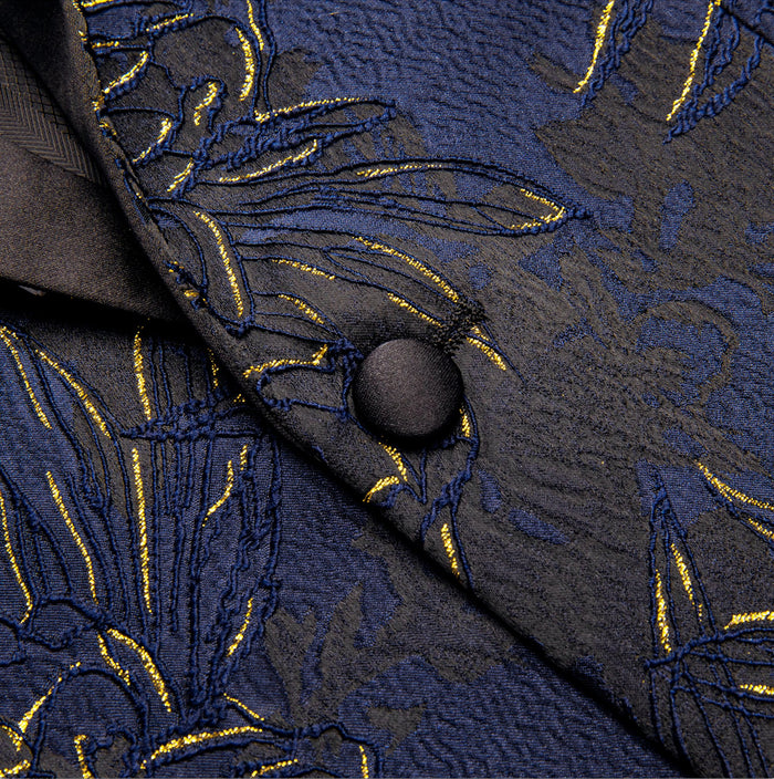 Simon Von Dress Party Blue Gold Suit Jacket Slim One Button Stylish Blazer-XX-1021 - SimonVon Shop