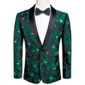 Simon Von Dress Party Green Black Suit Jacket Slim One Button Stylish Blazer-XX-1022 - SimonVon Shop