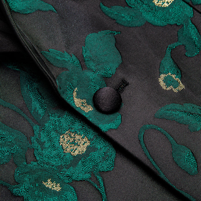 Simon Von Dress Party Green Black Suit Jacket Slim One Button Stylish Blazer-XX-1022 - SimonVon Shop
