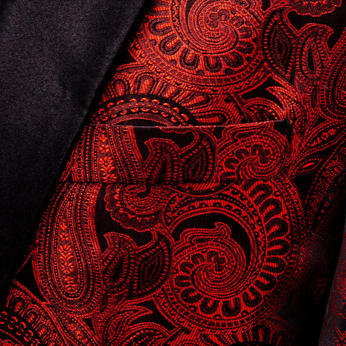 Simon Von Dress Party Red Floral Suit Jacket Slim One Button Stylish Blazer-XX-0022 - SimonVon Shop