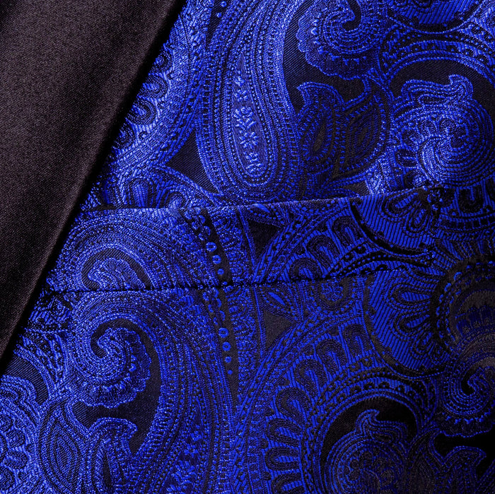 Simon Von Men's Dress Party Cobalt Blue Floral Suit Jacket Slim One Button Stylish Blazer-XX-0018 - SimonVon Shop