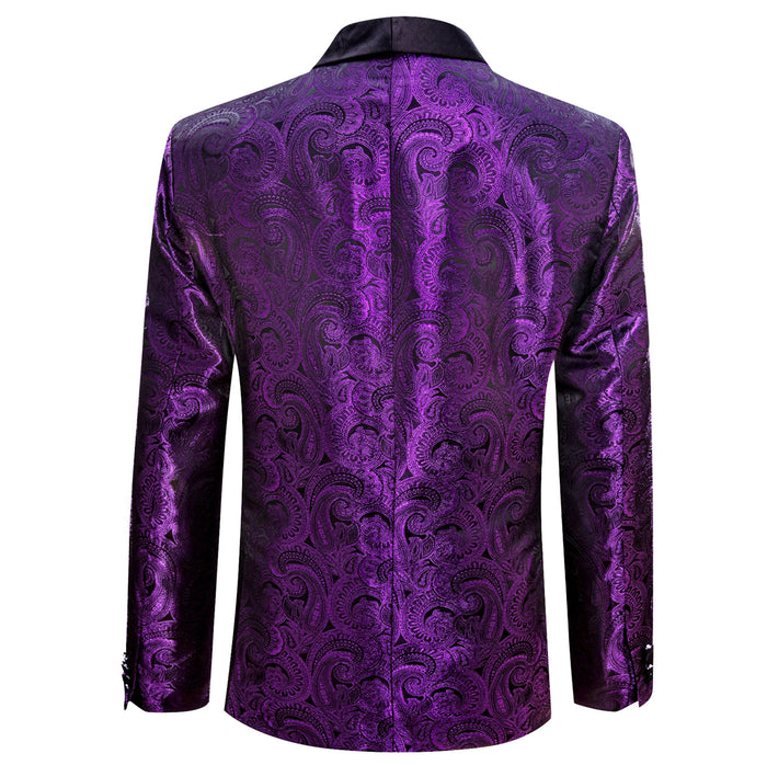Simon Von Men's Dress Party Purple Floral Suit Jacket Slim One Button Stylish Blazer-XX-0023 - SimonVon Shop