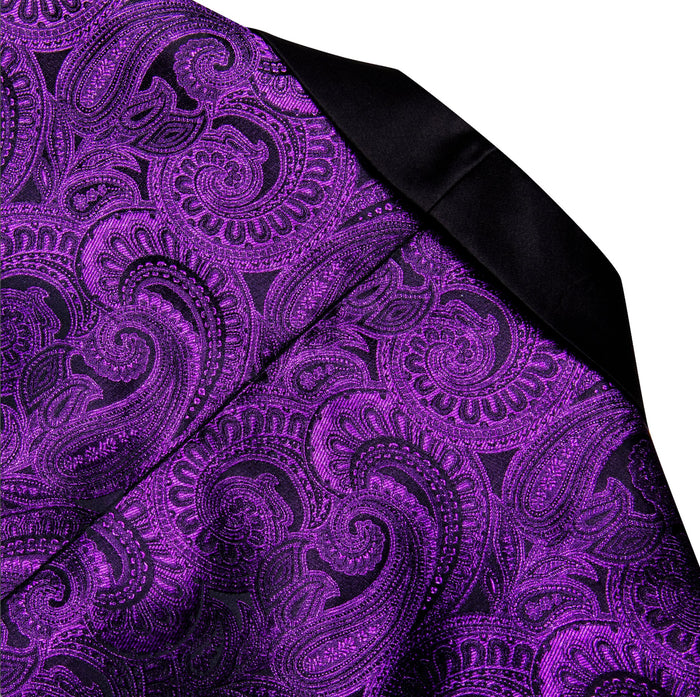 Simon Von Men's Dress Party Purple Floral Suit Jacket Slim One Button Stylish Blazer-XX-0023 - SimonVon Shop