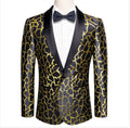 Simon Von Men's Gold Black Paisley Jacquard Blazer Elegant Banquet Wedding Jacket-XX-1011 - SimonVon Shop
