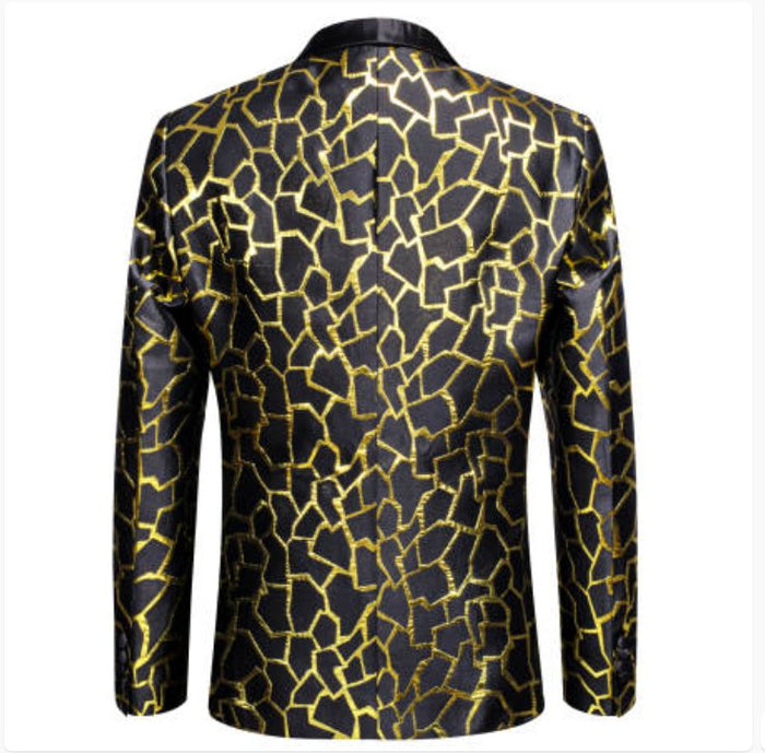 Simon Von Men's Gold Black Paisley Jacquard Blazer Elegant Banquet Wedding Jacket-XX-1011 - SimonVon Shop