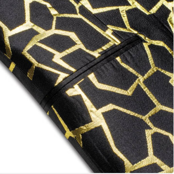 Simon Von Men's Gold Black Paisley Jacquard Blazer Elegant Banquet Wedding Jacket-XX-1011 - SimonVon Shop