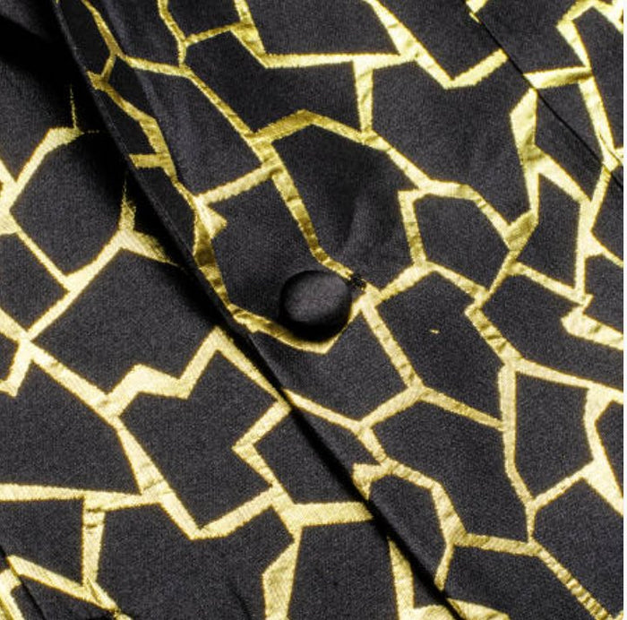 Simon Von Men's Gold Black Paisley Jacquard Blazer Elegant Banquet Wedding Jacket-XX-1011 - SimonVon Shop