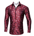 Simon Von New Fashionable Red Paisley Silk Men's Shirt -CY-0034 - SimonVon Shop