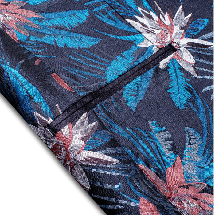 Simon Von New Luxury Blue Pink White Floral Men's Blazer -XX-1006 - SimonVon Shop