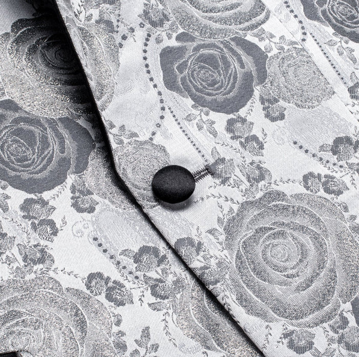 Simon Von New Luxury Grey White Floral Men's Blazer-XX-1007 - SimonVon Shop