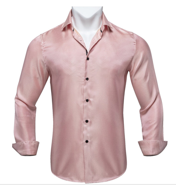 SIMON VON PINK SOLID SILK MEN'S SHIRT-CY2013 - SimonVon Shop